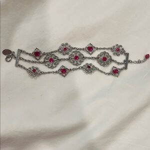 WHBM Elegant Silver and Pink Gemstone Bracelet